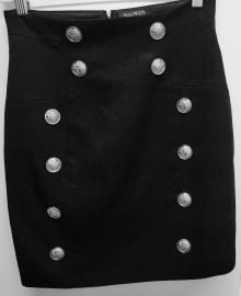 Balmain Black With Silver Buttons Pencil Mini Skirt Size S at eBay